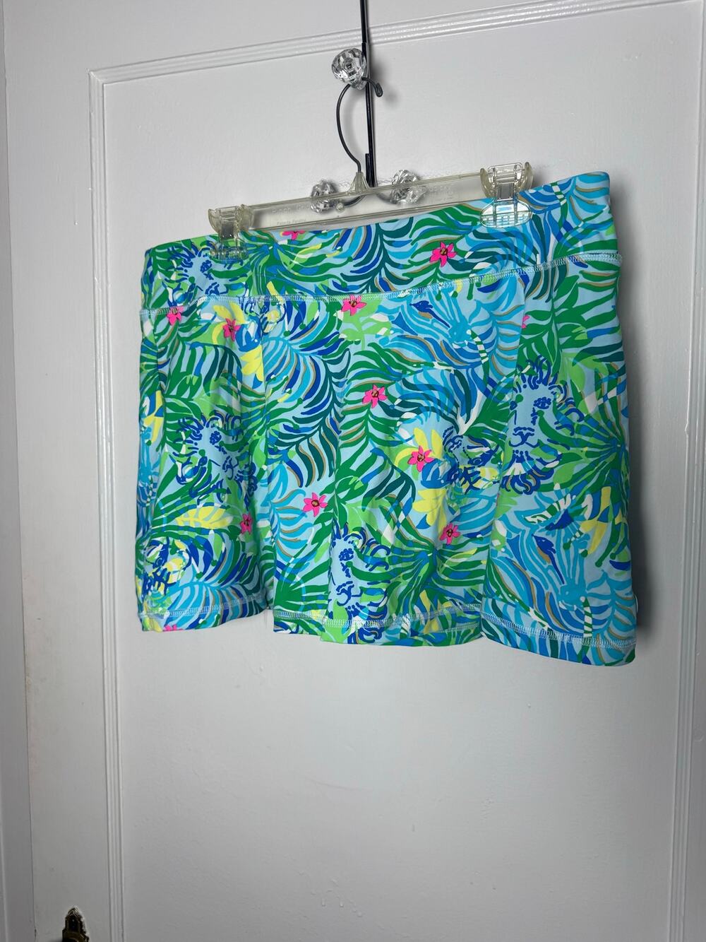 Lilly Pulitzer Luxletic Skort XL Blue Green Tropical Floral Athletic Golf Tennis